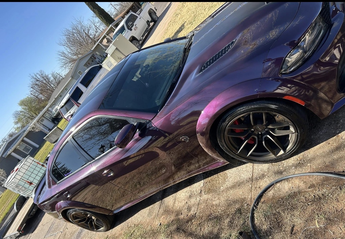Purple Dodge Challenger Hellcat widebody detailed