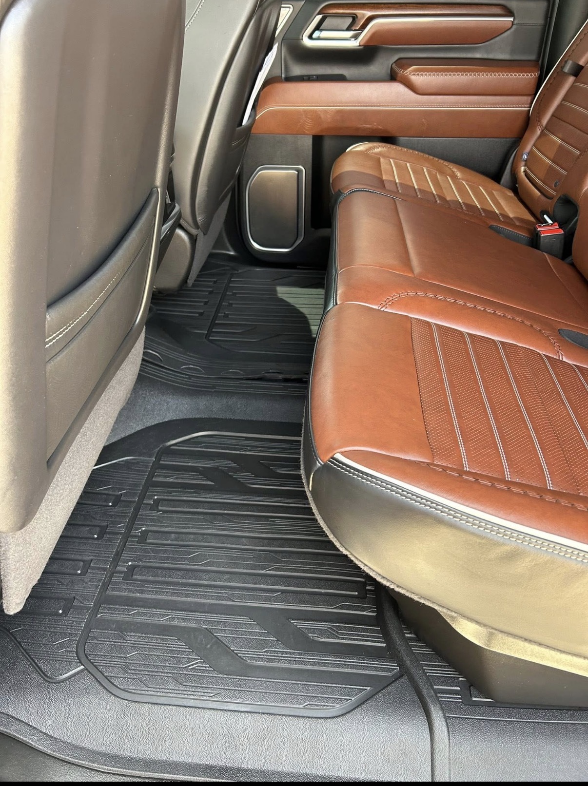 Tan leather truck interior after deep clean